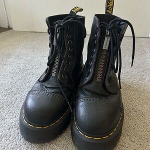 DR. MARTENS SINCLAIR MILLED NAPPA LEATHER PLATFORM BOOTS